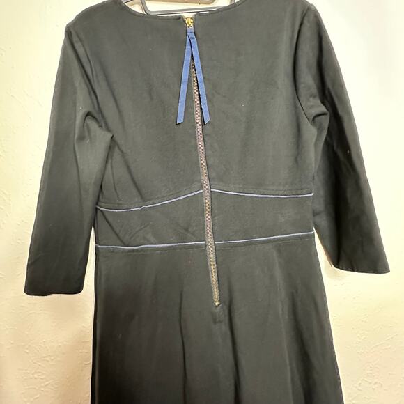 Boden Womens Bryony Broderie Trim 3/4 Sleeve Fit & Flare A-Line Dress Black Sz10 - Picture 10 of 11